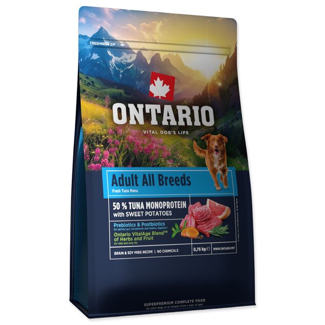 Krmivo Ontario Adult All Breeds Monoprotein Turkey &amp; Sweet Potatoes 0,75kg