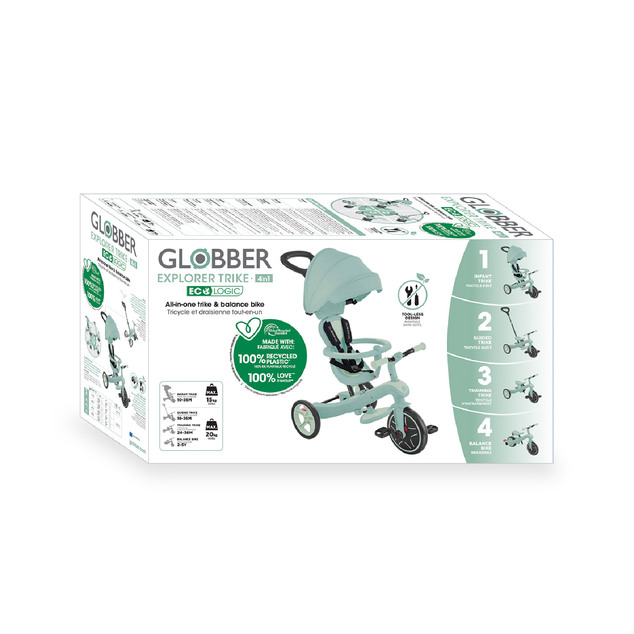 Globber trojkolka Explorer Trike 4in1 Ecologic Pistachio