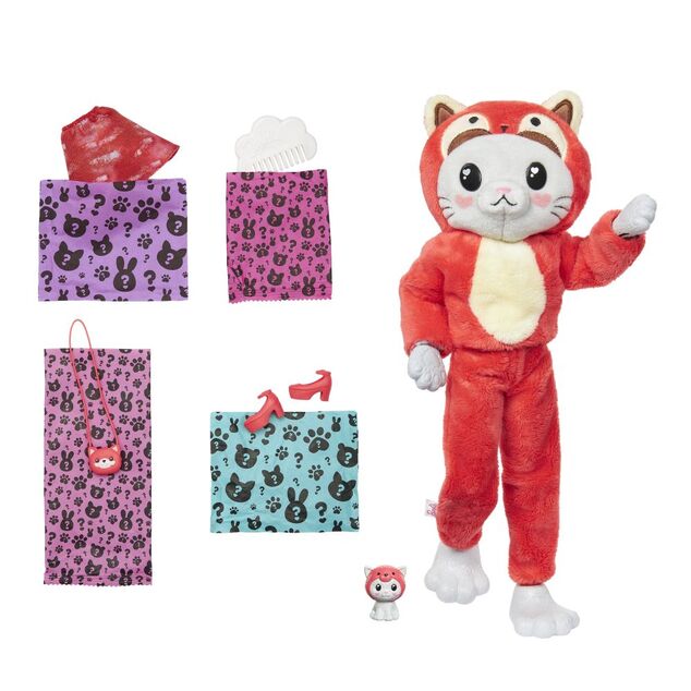 Barbie Cutie Reveal v kostýme  - mačiatko  červenom kostýme pandy