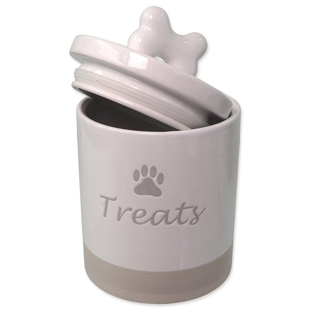 Dóza Dog Fantasy keramická na pamlsky biela s úchytkou 13,5x21,5cm, 1500ml