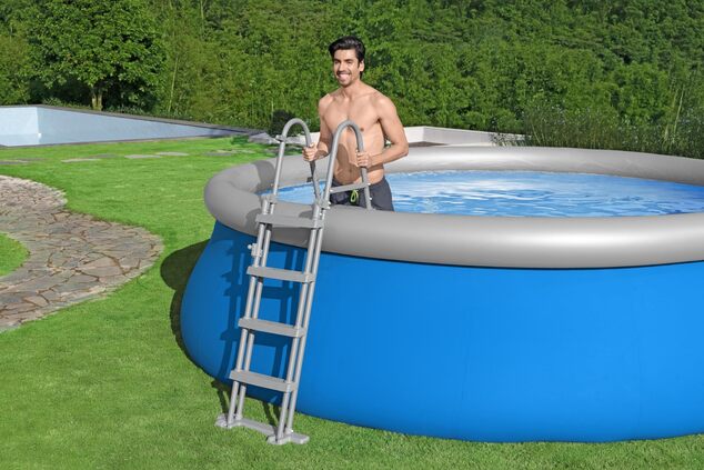 Bestway Nadzemný bazén kruhový Fast Set, kartušová filtrácia+rebrik priemer 4,57m x 122 cm