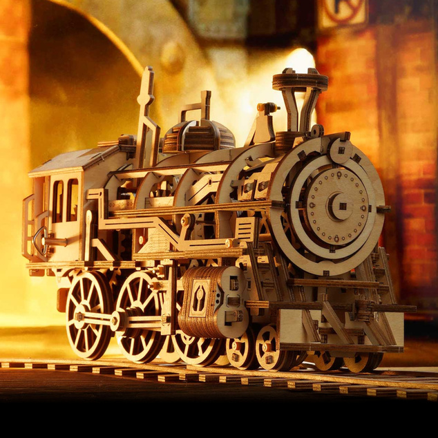 RoboTime 3D puzzle meccanico in legno Locomotiva a vapore
