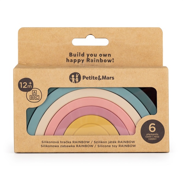 PETITE&amp;MARS Szilikon összecsukható játék Rainbow Misty Green 12m+