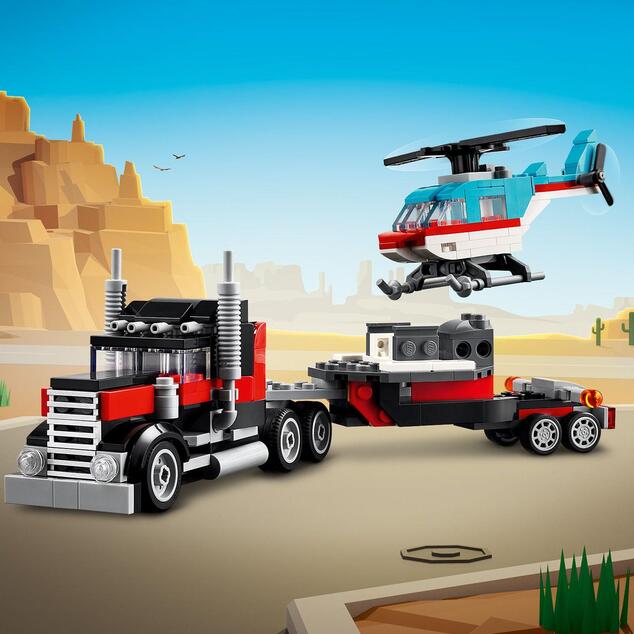 LEGO® Creator 3 en 1 31146 Camion à plateau et hélicoptère
