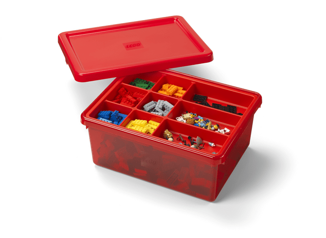 LEGO škatla za shranjevanje z organizatorjem - rdeča