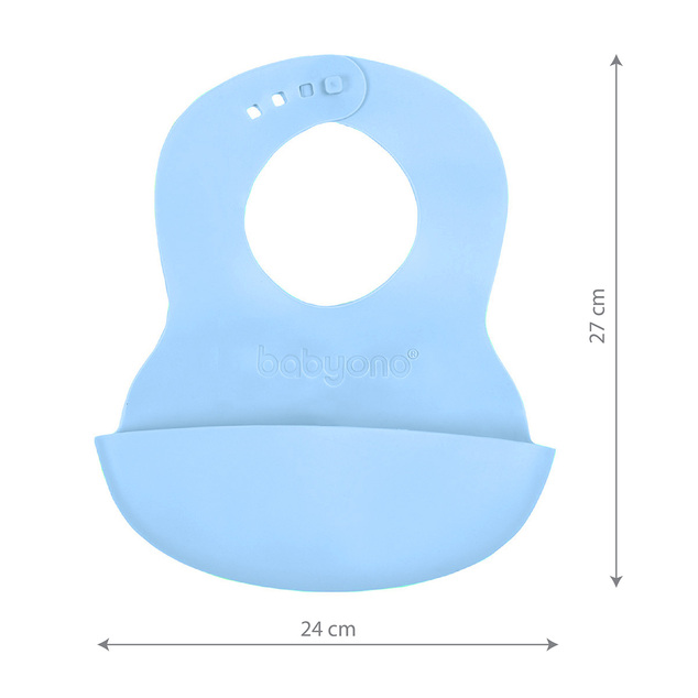 BABYONO Mekana plastična podbradnik s džepom bez BPA plava 6m+