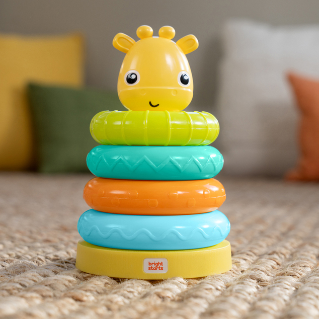 BRIGHT STARTS Igračka toranj za slaganje žirafa Giraffe Tower™ 6m+