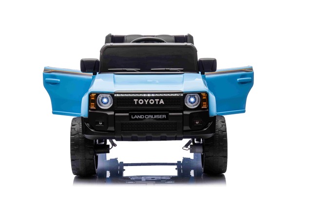 Elektrické autíčko Toyota Landcruiser 12V, modré, široké jednomiestne sedadlo, 2,4 GHz dia