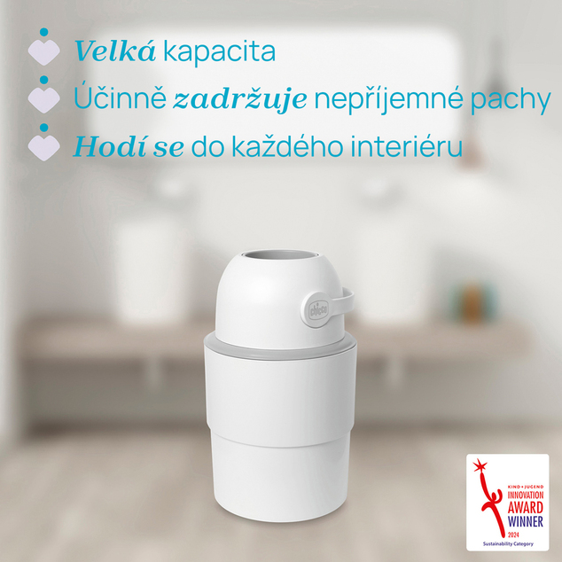 CHICCO Cubo de pañales telescópico Odour Off para eliminar olores White