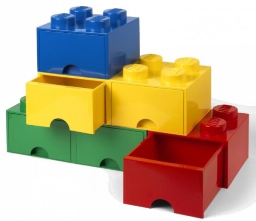 LEGO® úložný box 4 - so zásuvkou tmavo zelená  250 x 250 x 180 mm
