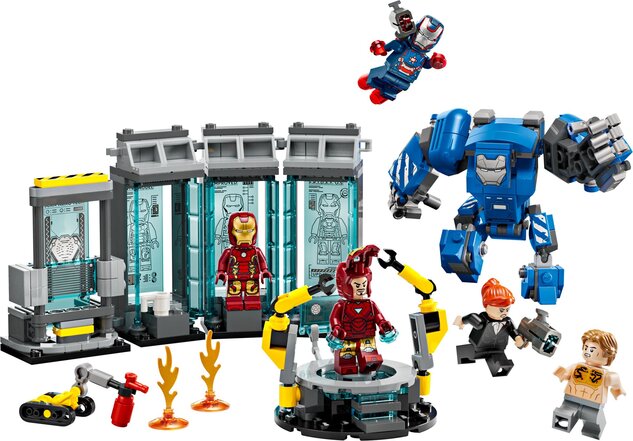LEGO® Marvel 76315 Iron Man și laboratorul său: Sala armurilor