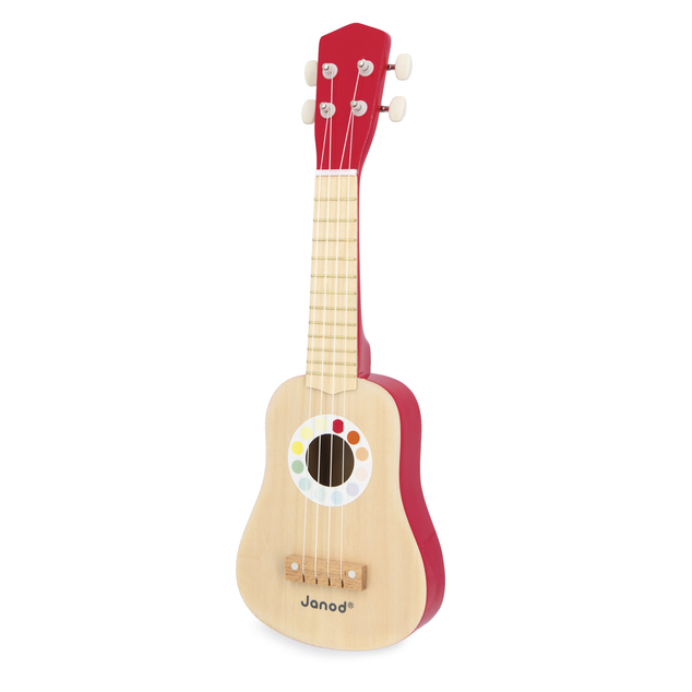 Janod Drevené ukulele Confetti so reálnym zvukom 4 struny