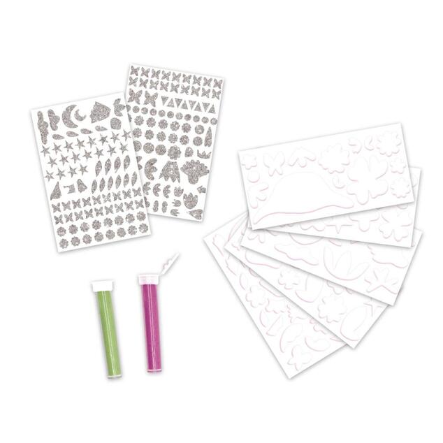 Janod Atelier Maxi Set creativ Autocolante din spumă și nisip strălucitor Zâne magice
