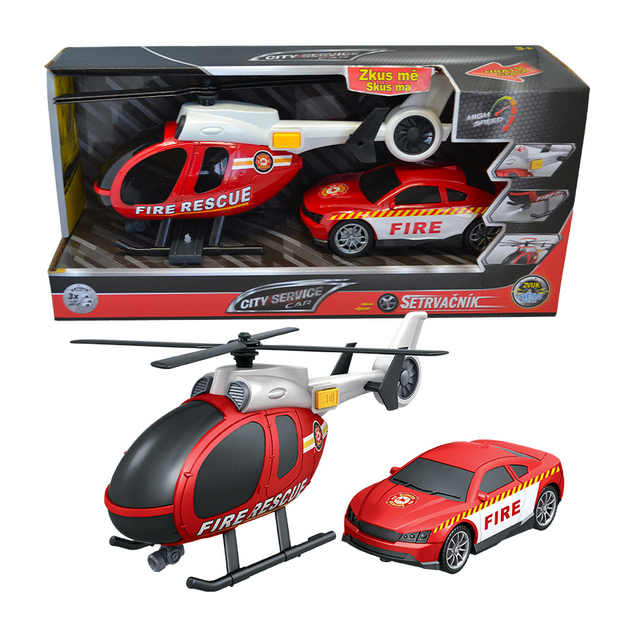 CITY SERVICE CAR - 1:14 Hasiči set vrtuľník + auto