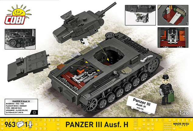 Cobi II WW Panzer III Ausf. H 1:28, 958 k, 1 f