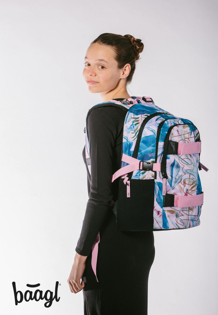 BAAGL SET 5 Skate Leafs: Rucksack, Federmäppchen, Beutel, Gürteltasche, Laptop-Hülle