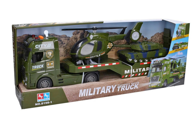 Militärischer LKW 55 cm und Hubschrauber mit Effekten Set