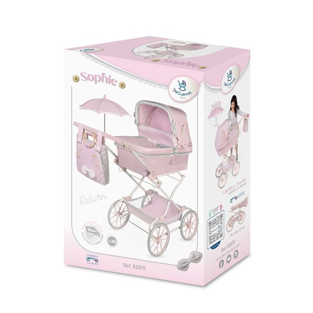 DeCuevas 82075 Passeggino pieghevole per bambole REBORN con ombrellone e accessori Sophie 2025 -