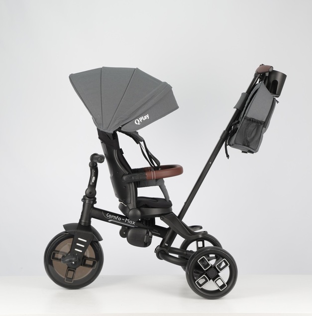 QPLAY Trojkolka Comfo Max Grey, 8 v 1, vek 10-72 mesiacov
