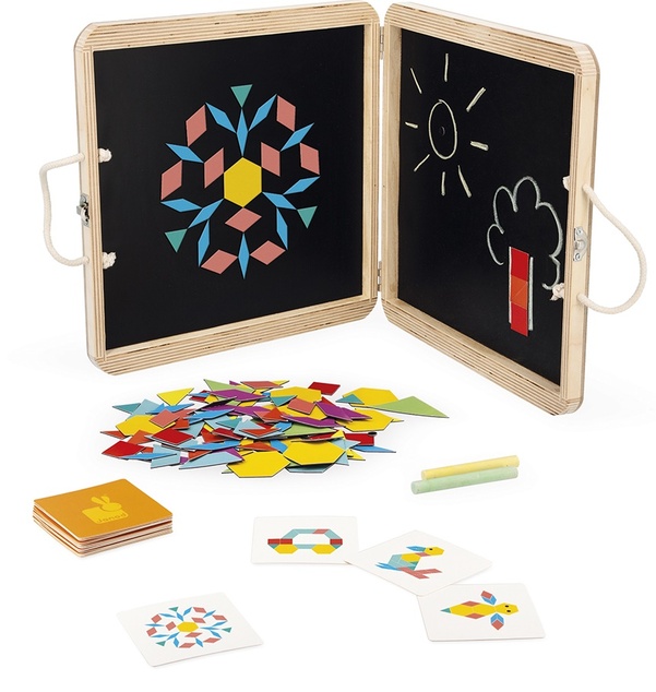 Janod Magnetická tabuľa s magnetkami origami puzzle Geometrické tvary