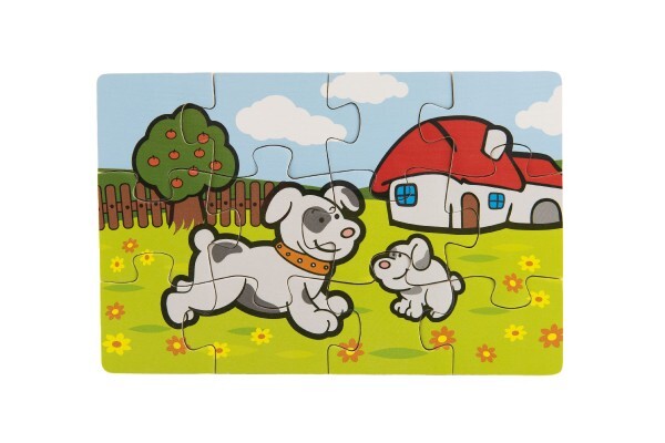 Puzzle drevené Moje prvé zvieratká 4x12 dielikov 20x14x3, 5cm v drevenej krabičke