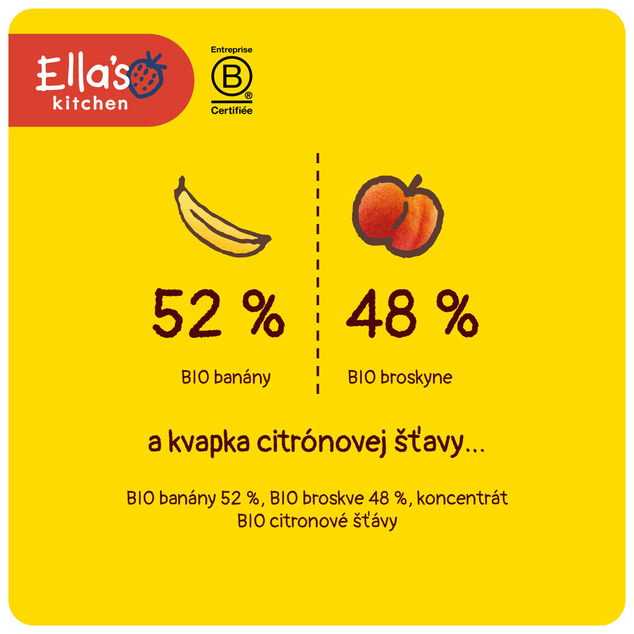 Ella's Kitchen BIO Banán s broskyňou (120 g)