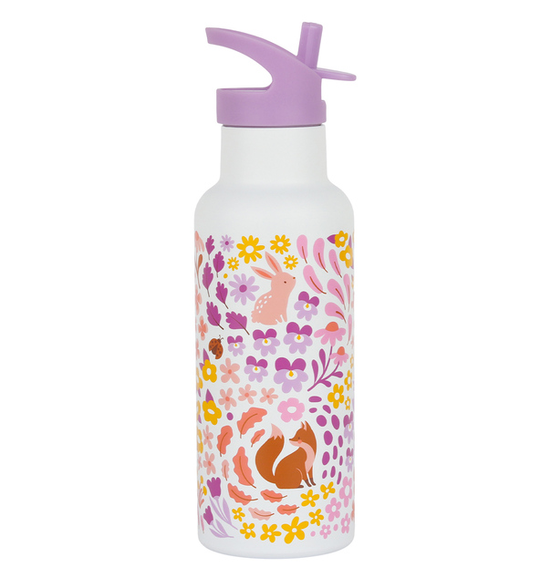 A Little Lovely Company - nerezová fľaša na pitie, 500 ml - kvetinová záhradka