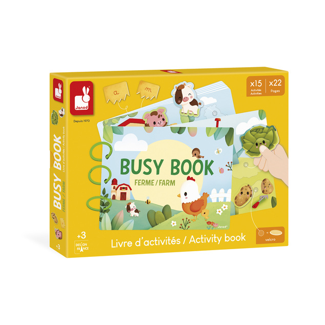 Janod Farma Busy Book interaktívna kniha s aktivitami od 3 rokov