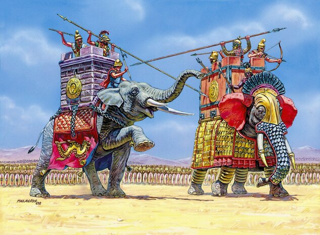 Wargames (AoB) figurák 8011 - BC III-II. Háborús elefántok (1:72)