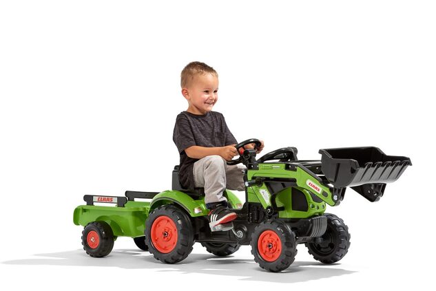 FALK Tractor de pedales 2040AM Claas Arion 410 con cargador y remolque - verde