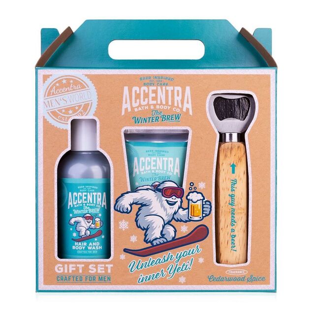 ACCENTRA Set da bagno Men's Collection Winter Edition con apribottiglie Legno di cedro