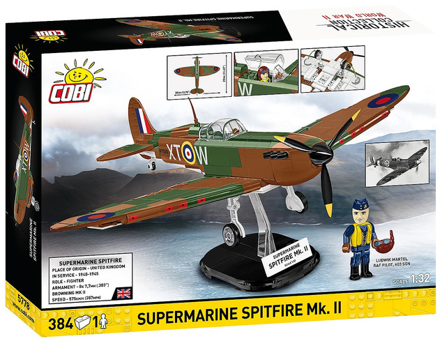 Cobi 5778 II WW Supermarine Spitfire Mk.II, 1:32, 384 k, 1 f