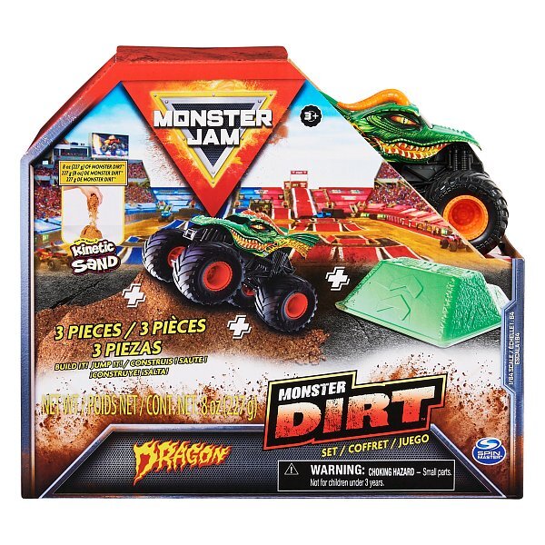 Monster Jam - zberateľský kovový model Monster Truck, Dragon set s doplnkami, 1:64