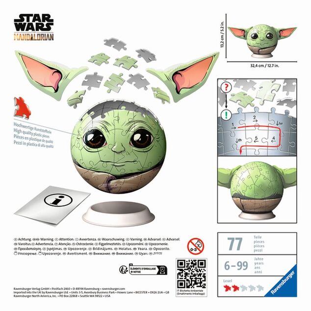 Ravensburger Puzzle-Ball Star Wars: Baby Yoda s ušami 72 dielikov