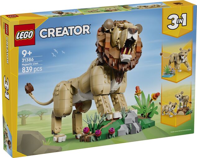 LEGO® Creator 3 en 1 31386 Animaux sauvages : Lion majestueux