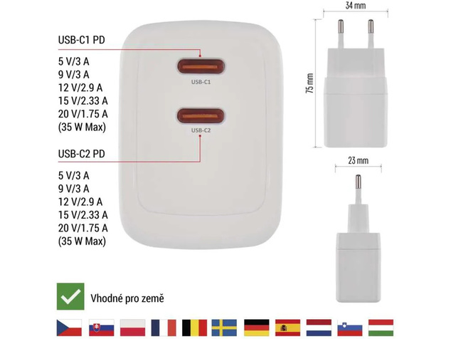 Sieťový USB adaptér (zdroj) GaN PD 35W