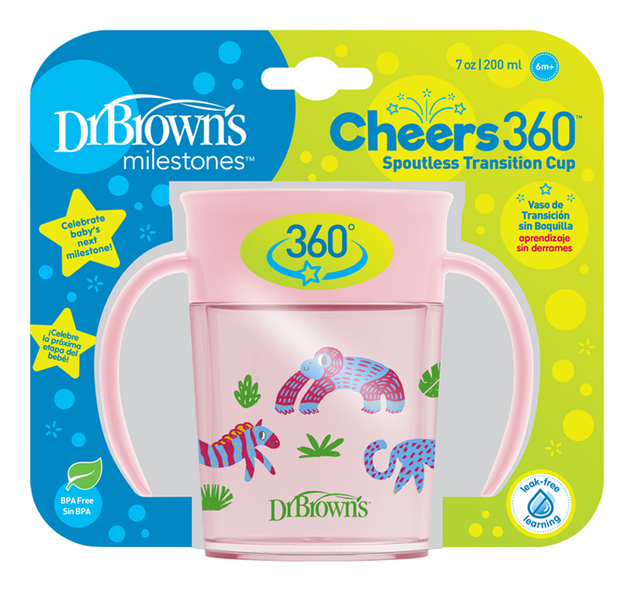 DR.BROWN'S Hrnček Cheers360 6m+ 200 ml ružový