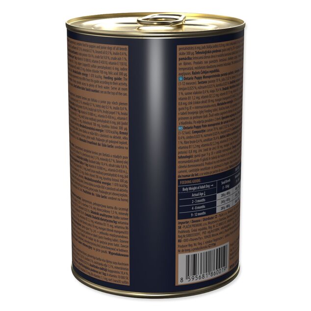 Konzerva Ontario Puppy monoprotein morčacie paté s mrkvou 400g