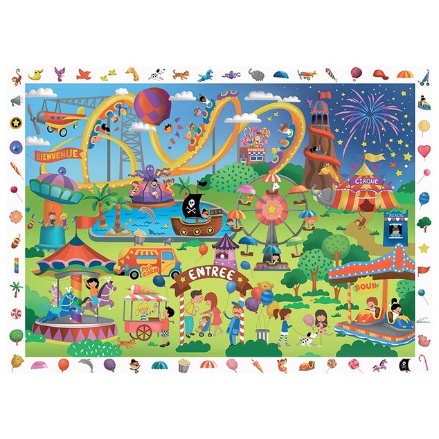SENTOSPHERE Puzzle pentru copii Caută și găsește Parcul de distracții 100 piese