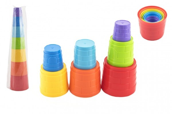 Kubus pyramída skladačka plast okrúhla farebná 7ks v sáčku