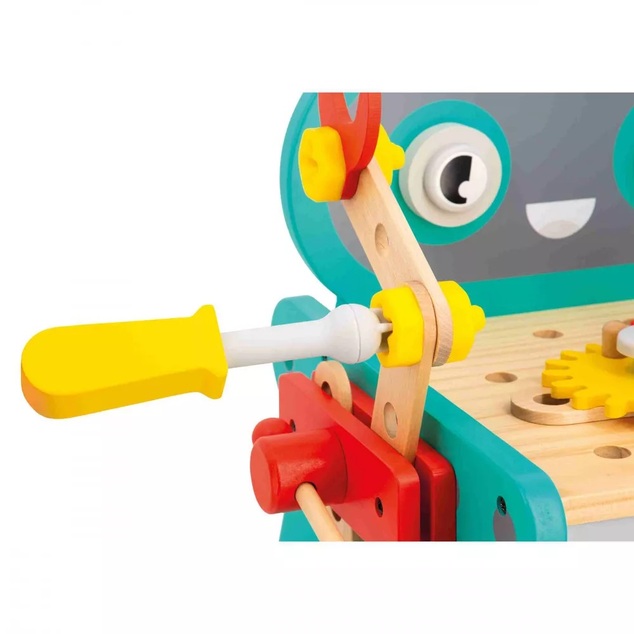 Janod BricoKids Drevené chodítko a vozík s náradím Robot 38 ks
