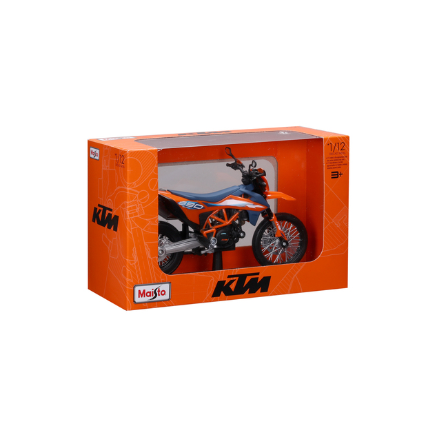 Maisto - Motocykel so stojanom, 2023 KTM 690 SMC R, oranžovo-modrá, 1:12