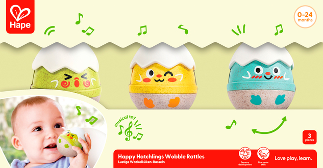 Happy Hatchlings – Set di sonagli a dondolo, 3 pezzi