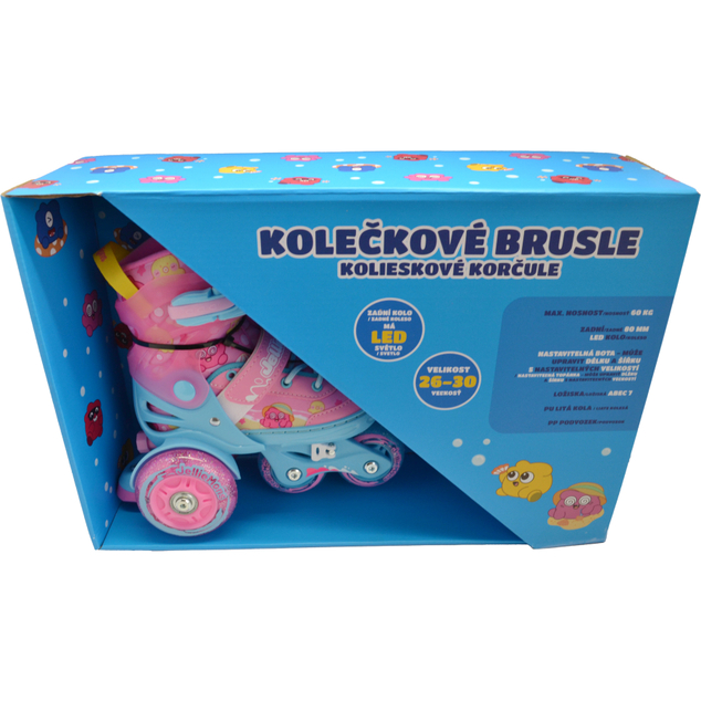 Detské svietiace kolieskové korčule - Ružové (vel. 26-30)