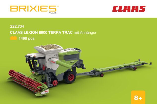 BRIXIES Plus 222.734 CLAAS LEXION 8900 TERRA TRAC - kombajn s prívesom, 1498 k