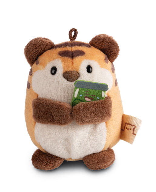 NICI plyš MyMochi Tiger Tiggy 8cm v kostýme hamburger a uhorka, set darčekové balenie