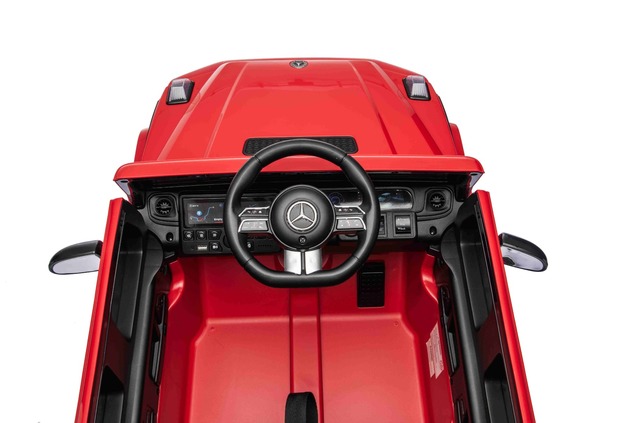 Auto elettrica Mercedes G580 12V, rosso, telecomando 2,4 GHz, Bluetooth, USB