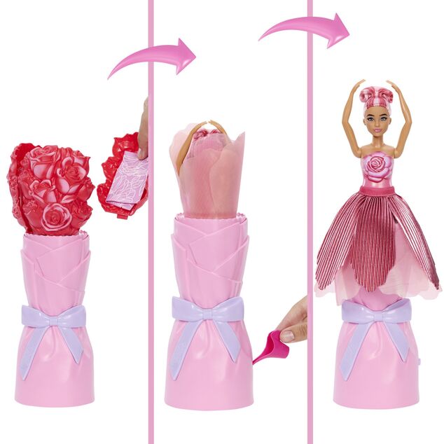 Barbie PETAL POP sorpresa floral - rosa roja
