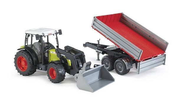 BRUDER 02112 Traktor CLAAS Nectis 267 F s vlečkou a čelným nakladačom