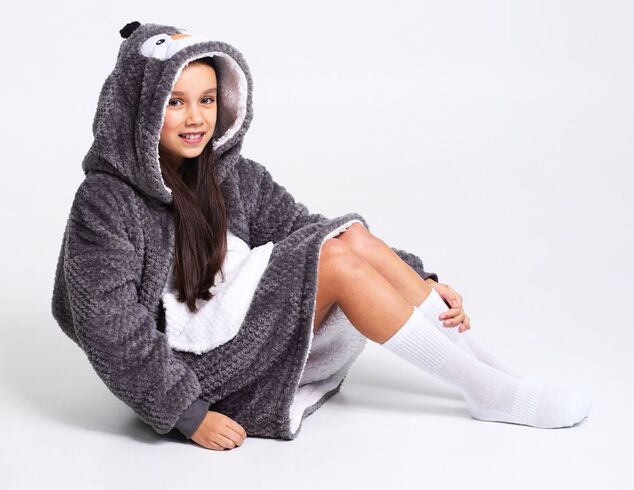 Cozy Noxxiez CH323 Tučniak - hrejivá televízna mikinová deka s kapucňou pre deti 7-12 r